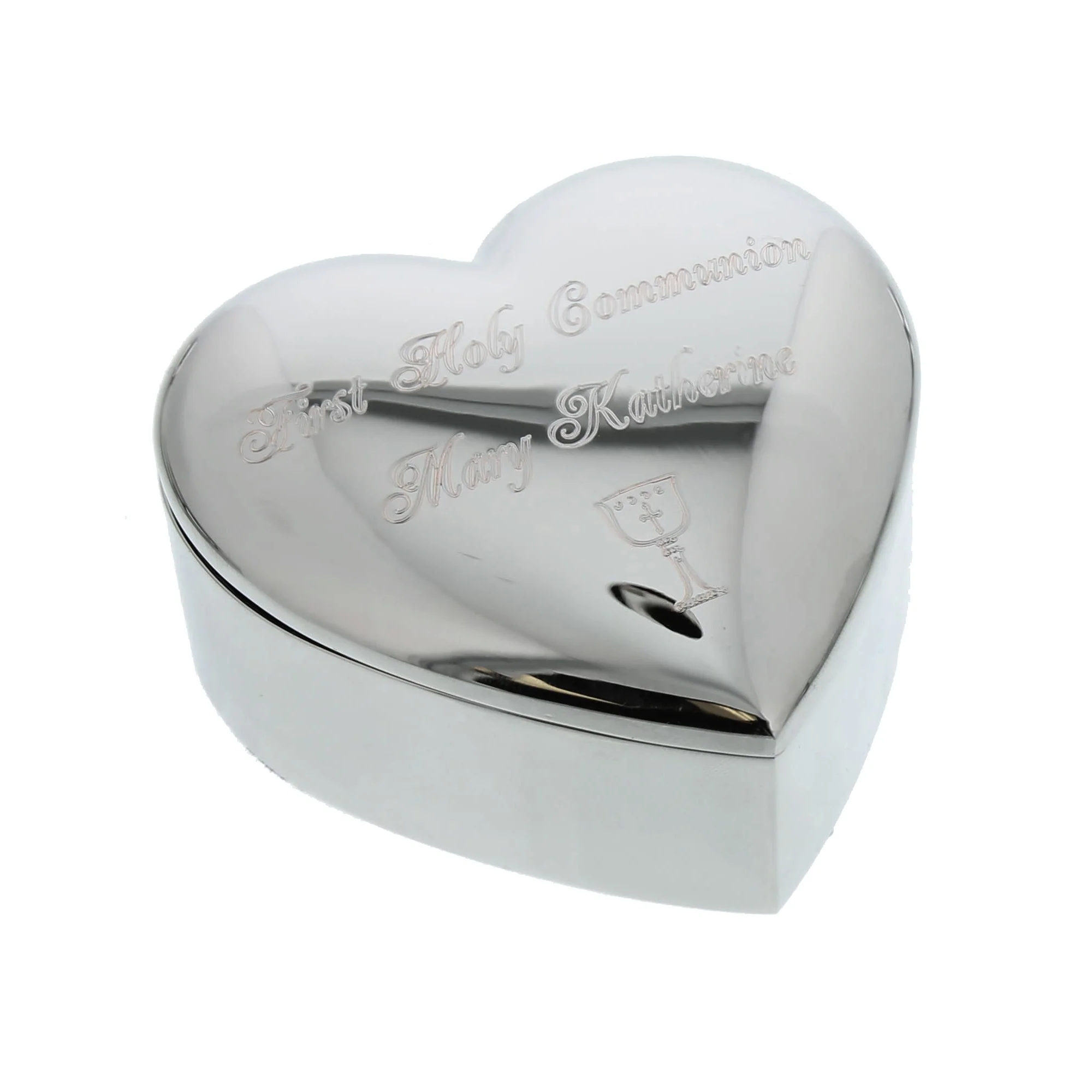 Personalized Silver Heart First Communion Keepsake Box
