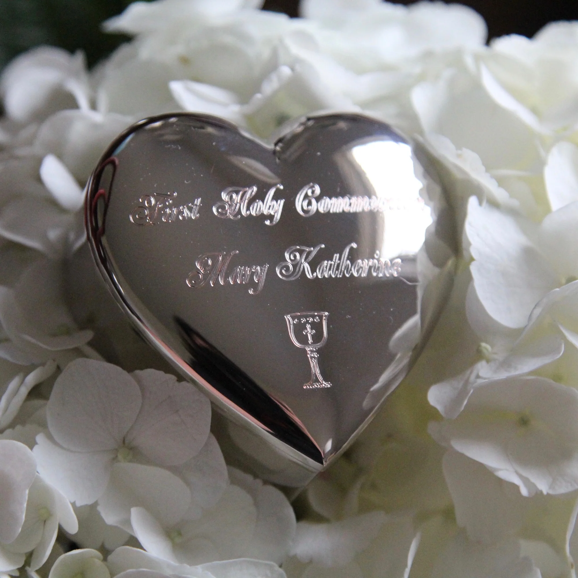 Personalized Silver Heart First Communion Keepsake Box - Image 3