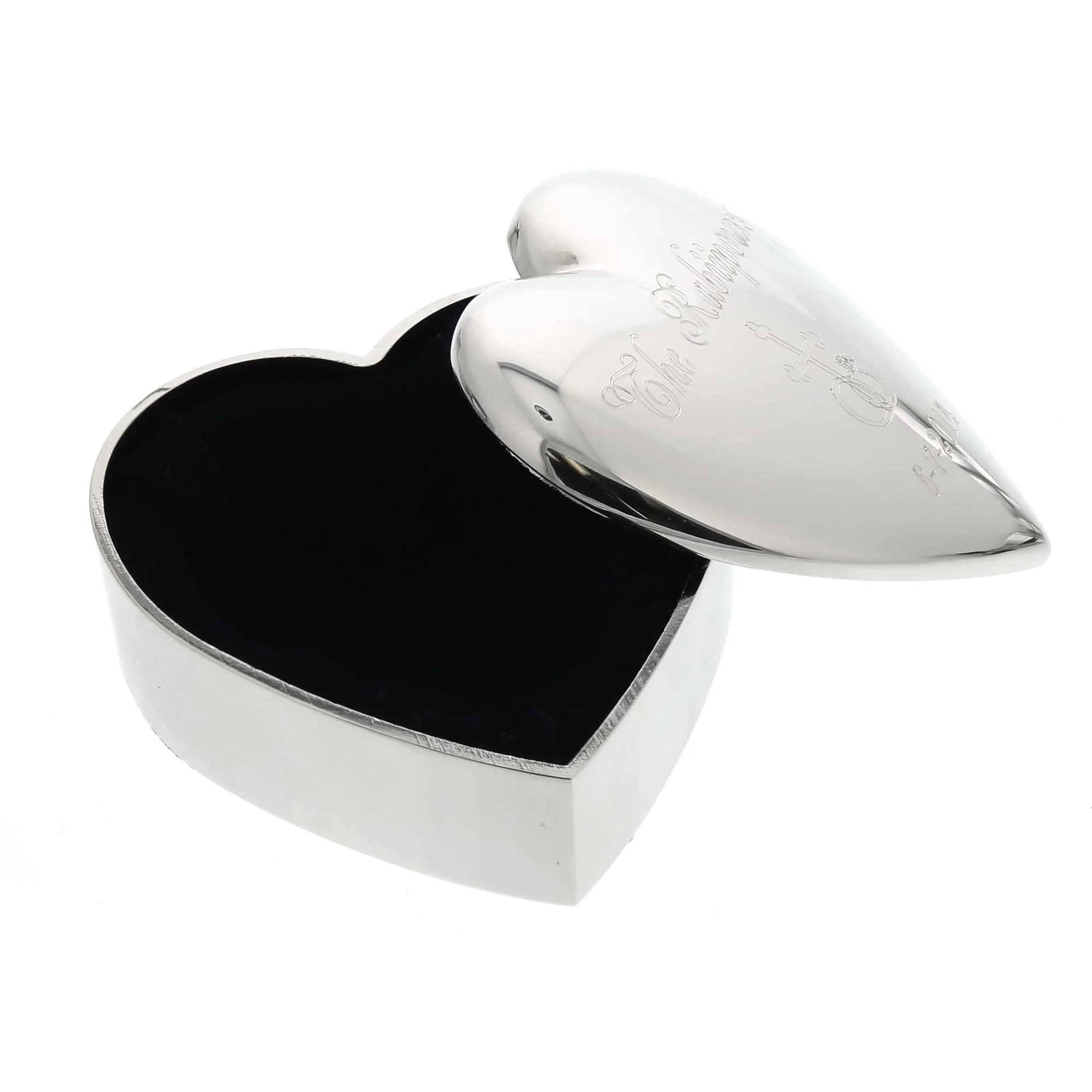 Personalized Silver Heart Wedding Ring Keepsake Box - Image 2