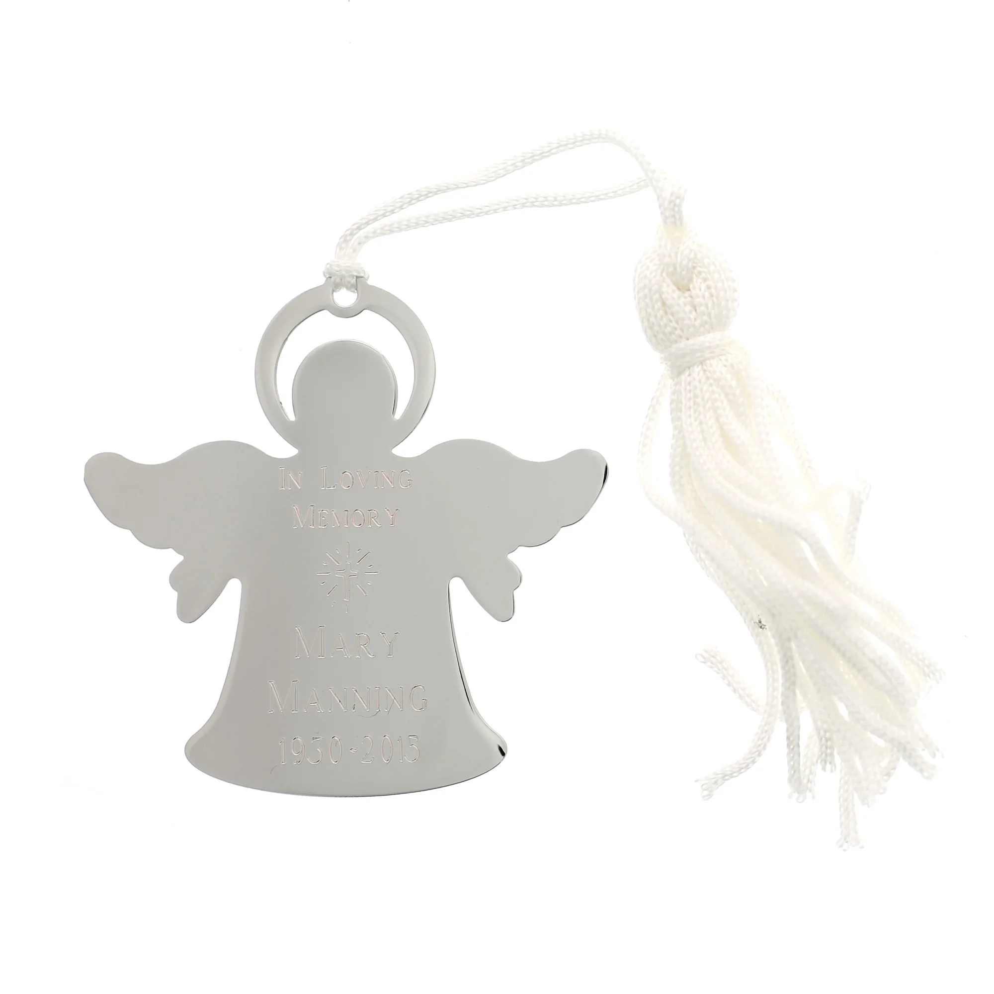 Personalized Silver Memorial Angel Ornament - Image 2