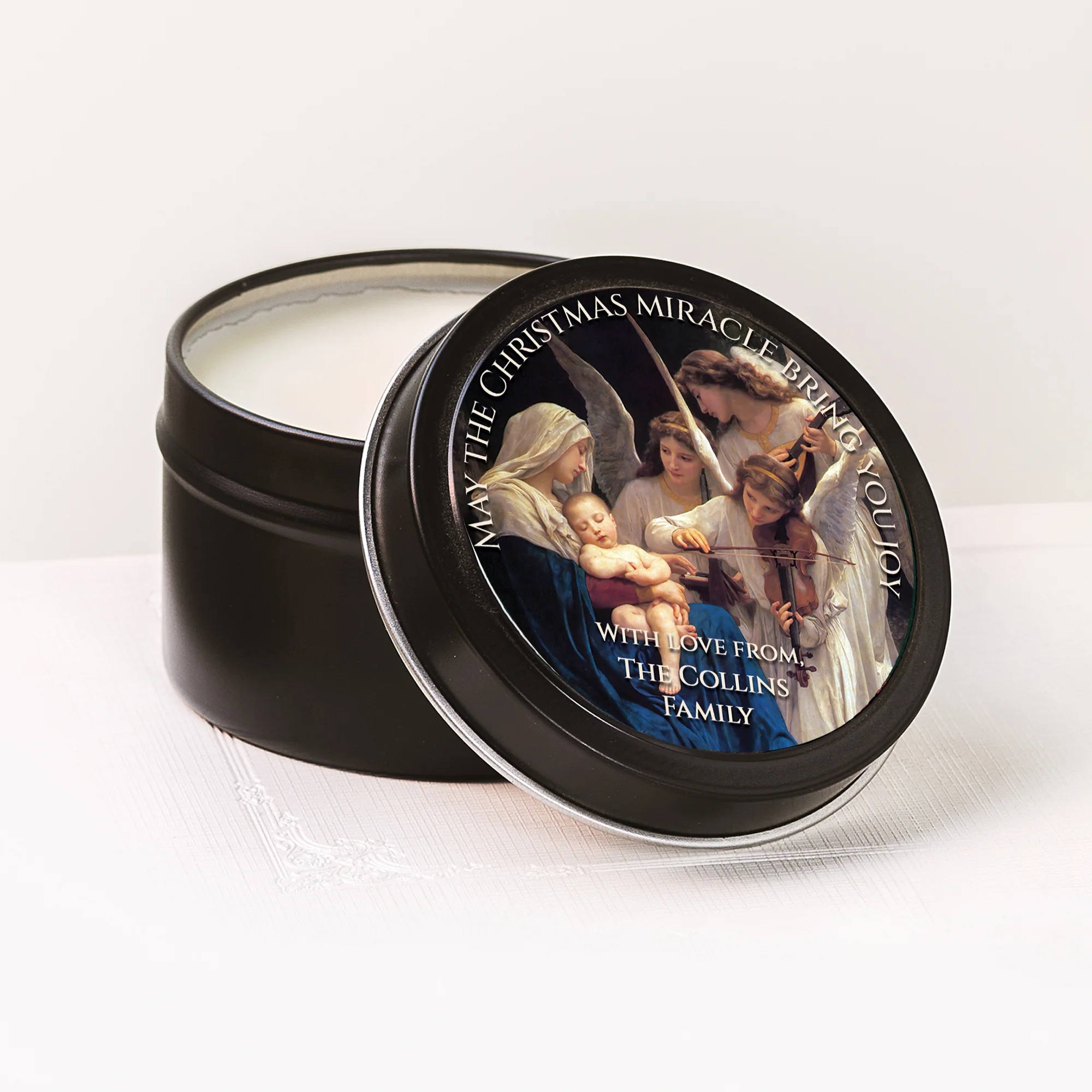 Personalized Song of Angels Christmas Travel Tin Candles - Set of 6 - Image 2