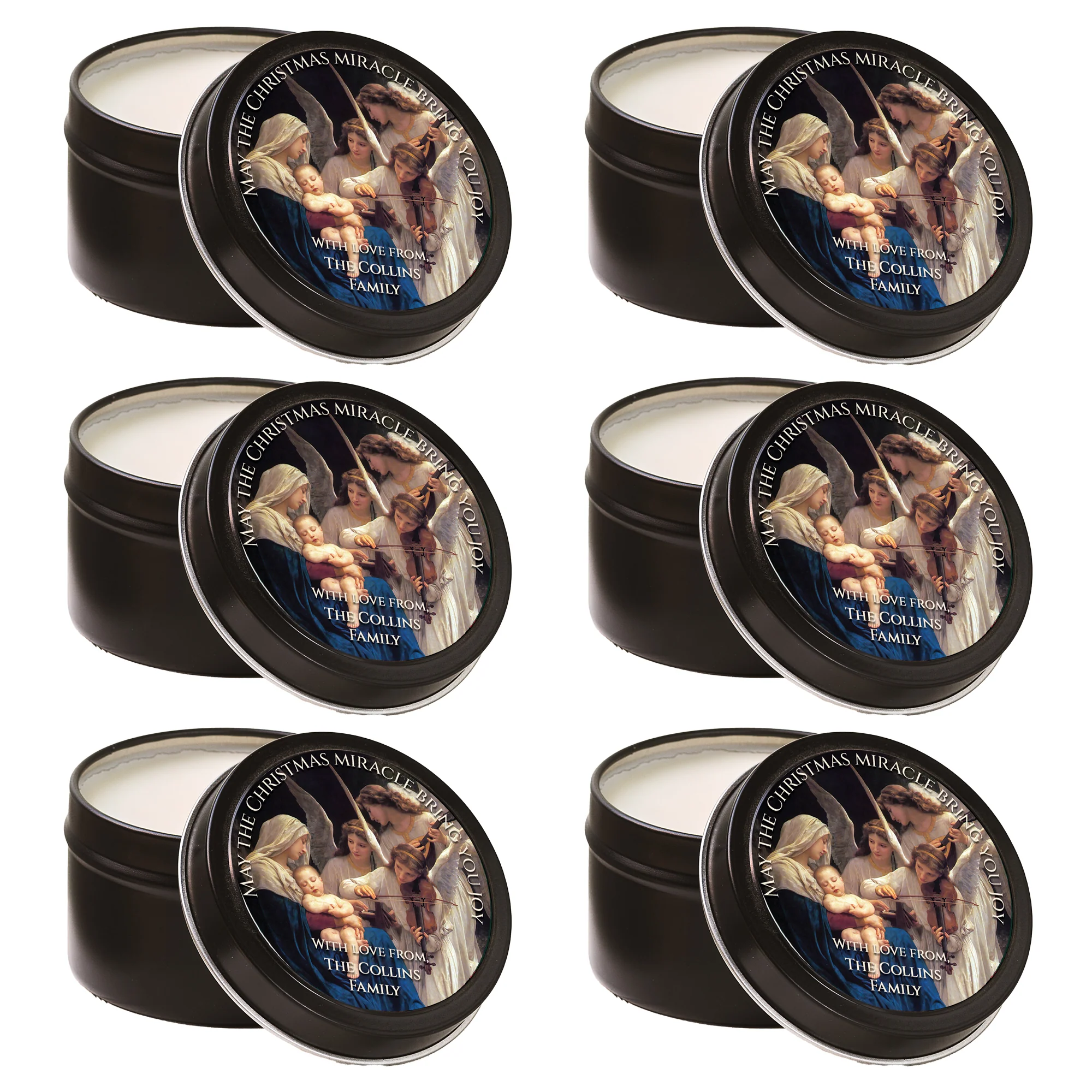 Personalized Song of Angels Christmas Travel Tin Candles - Set of 6 - Image 3