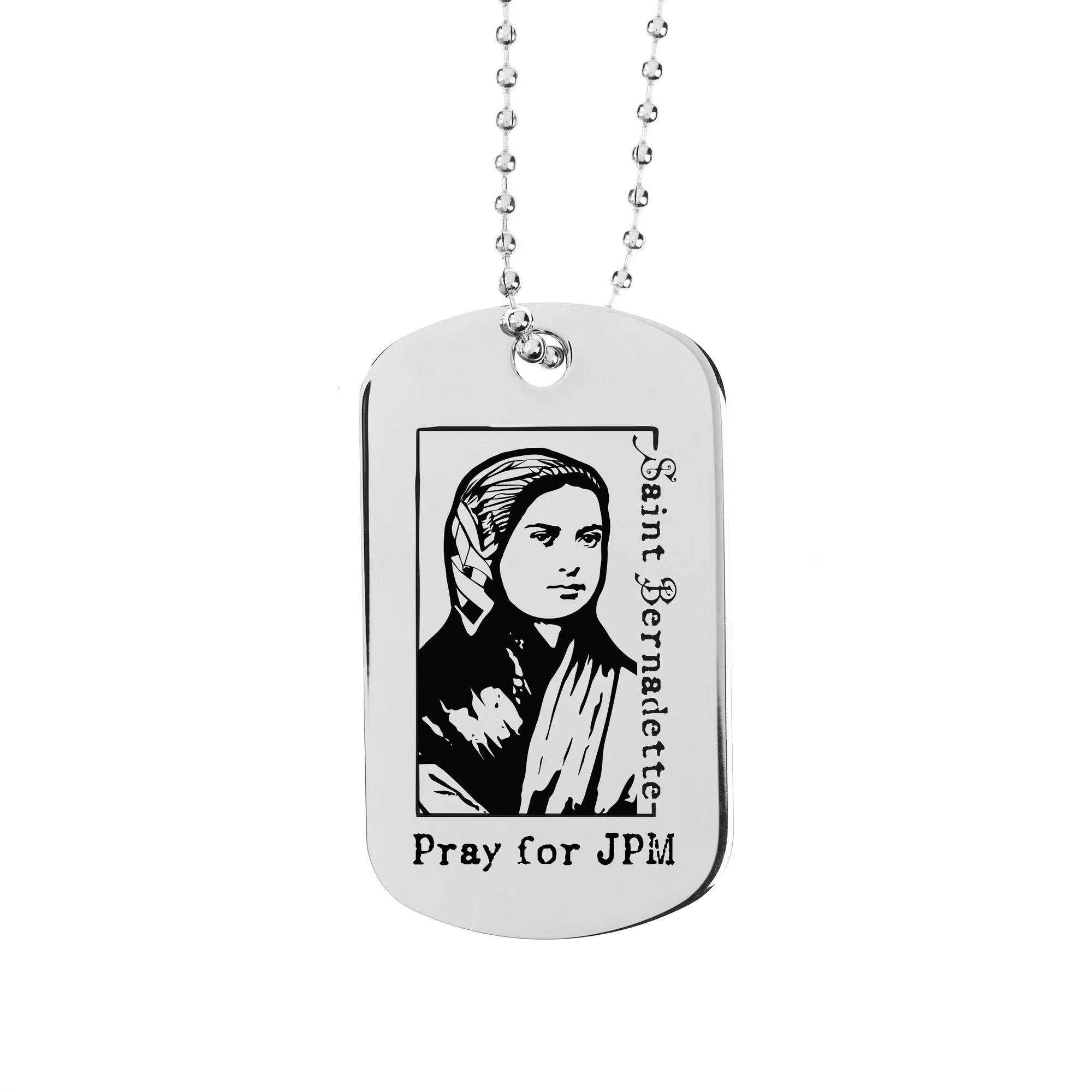 Personalized St. Bernadette Dog Tag Necklace - Image 2