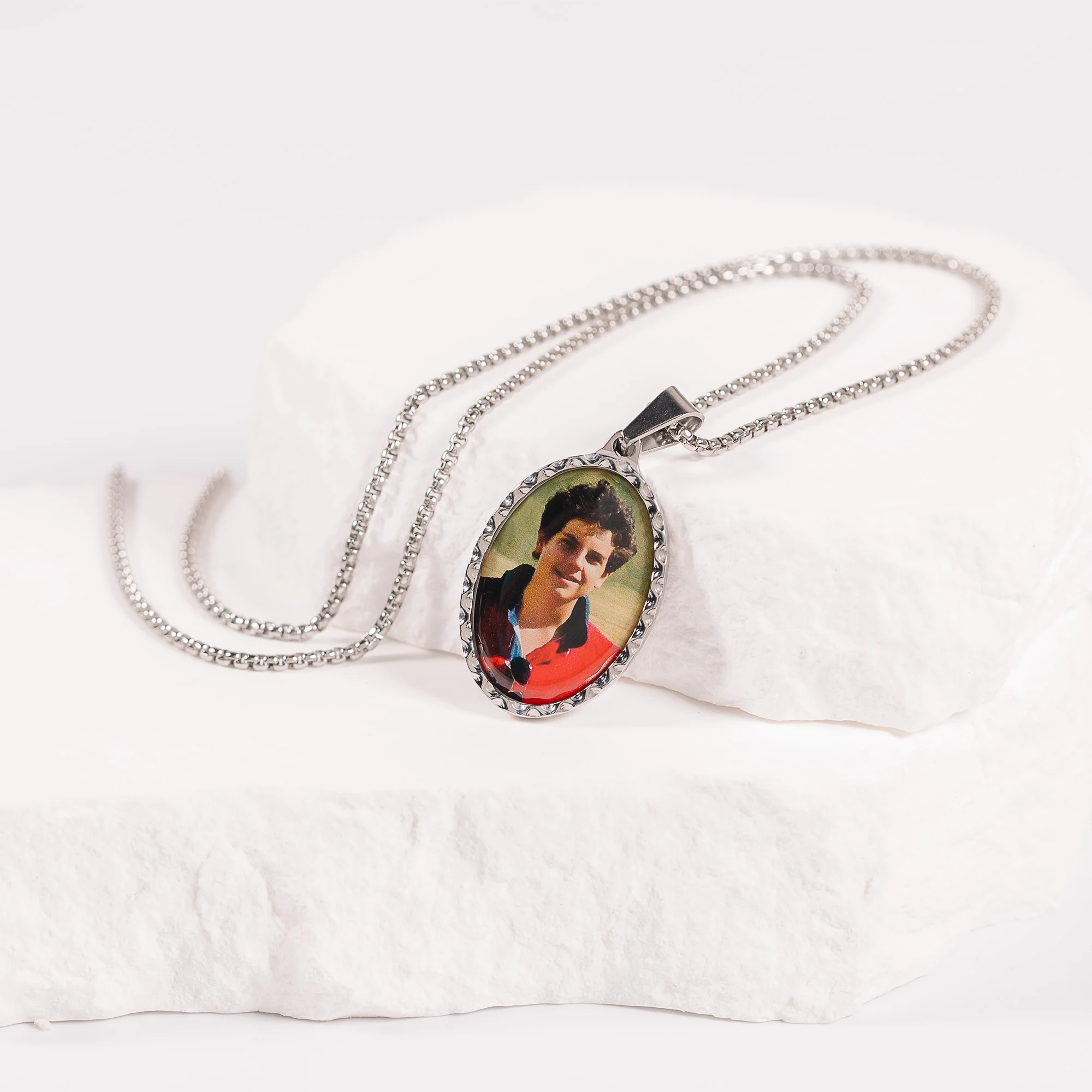 Personalized St. Carlo Acutis Oval Picture Pendant Necklace - Image 3