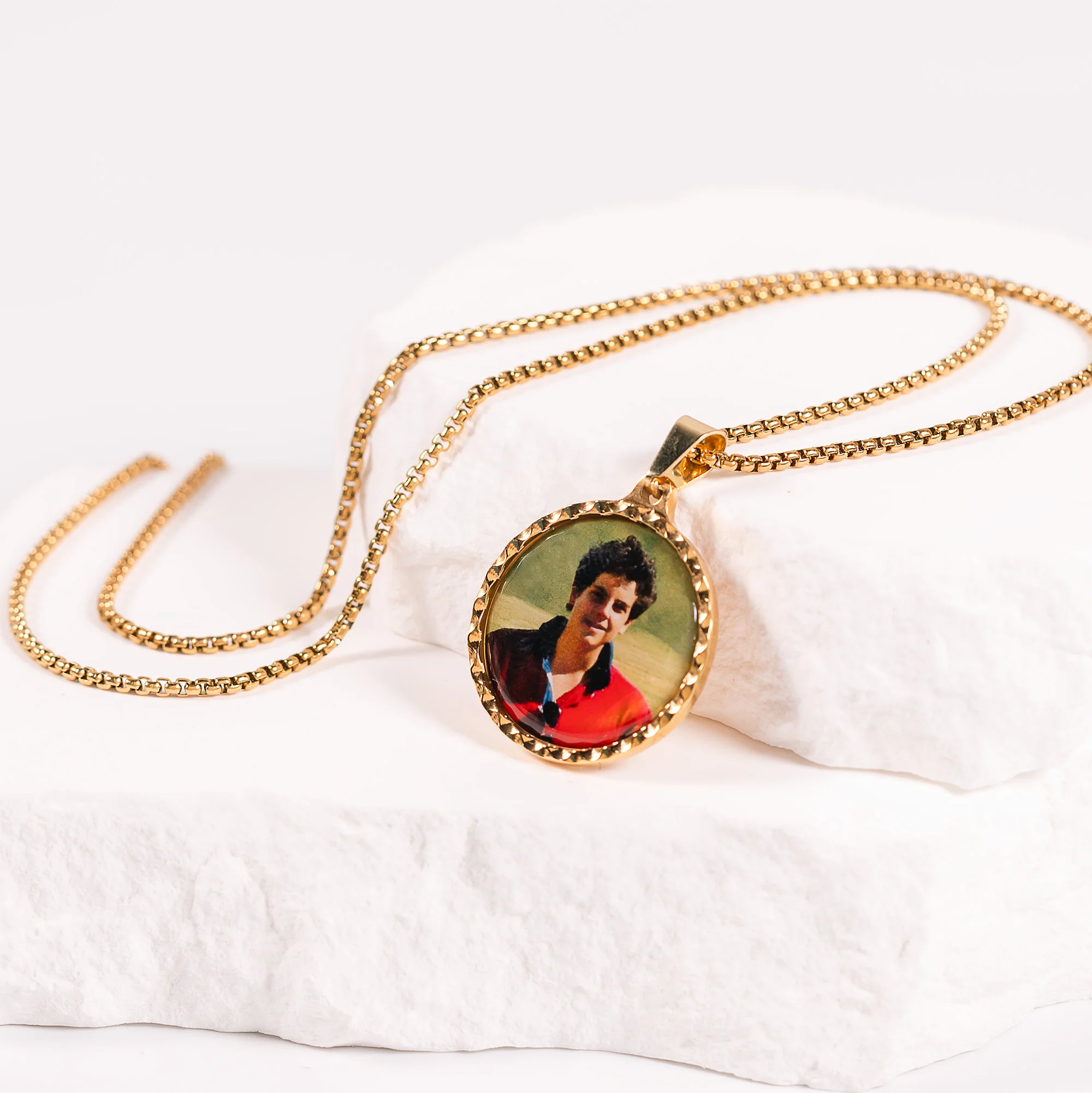 Personalized St. Carlo Acutis Round Picture Pendant Necklace - Image 3