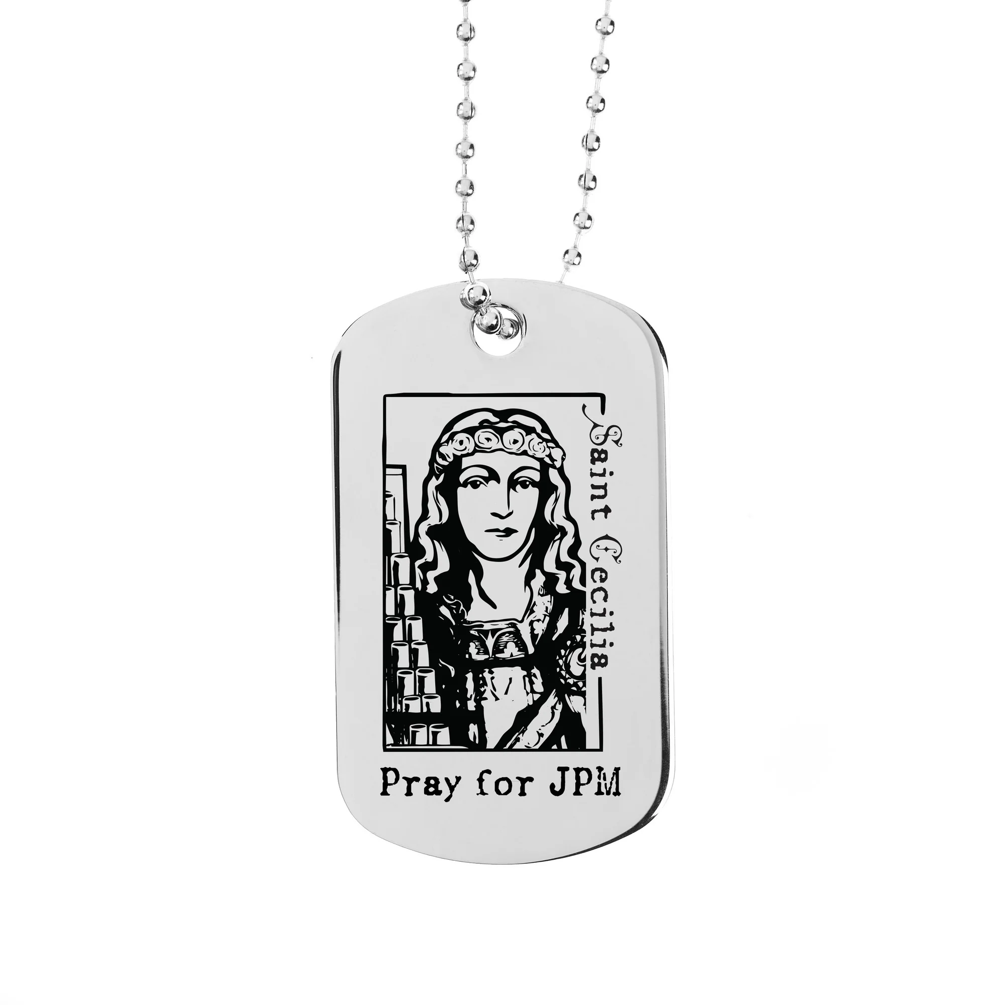 Personalized St. Cecilia Dog Tag Necklace - Image 2
