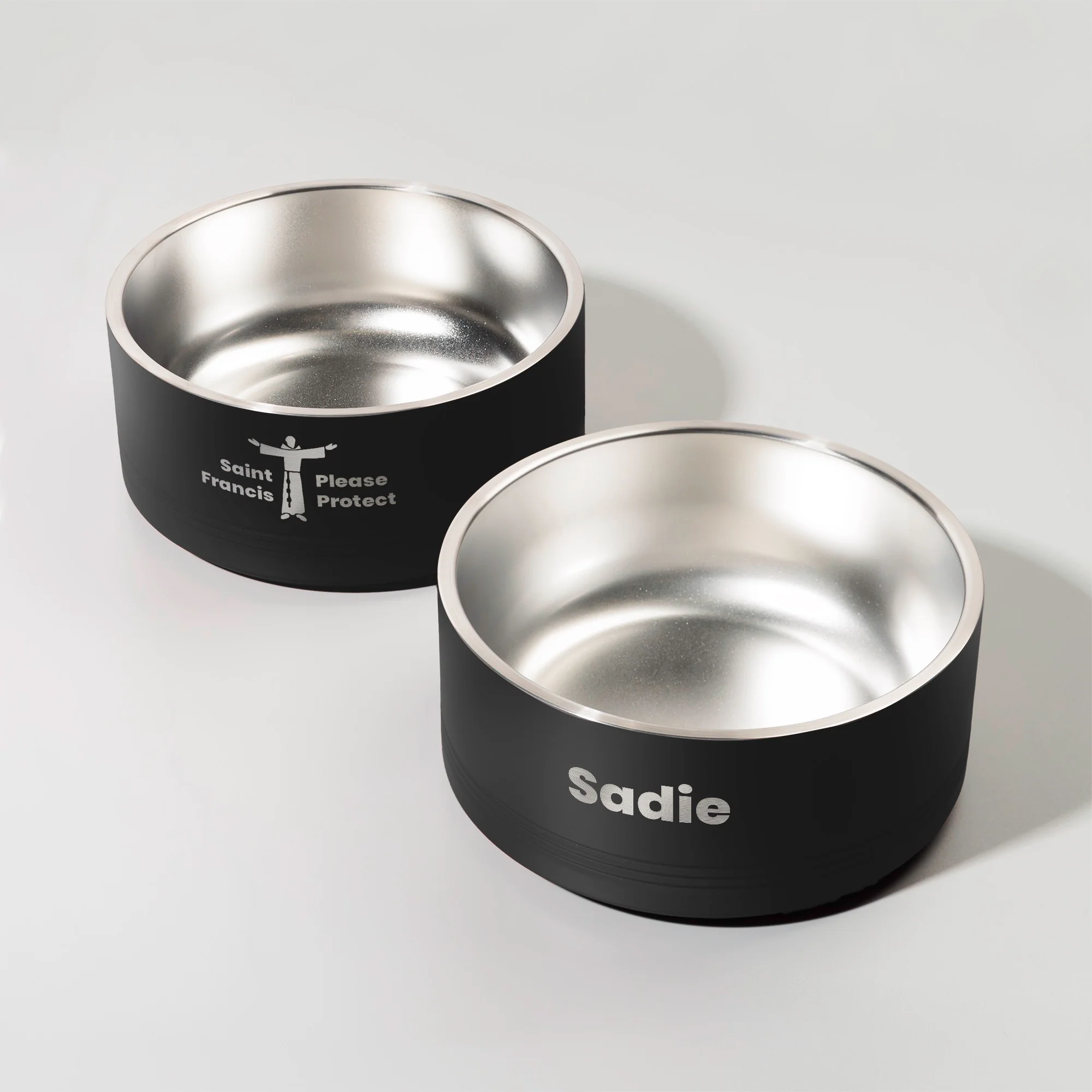 Personalized St. Francis Dog Bowls - Set of 2