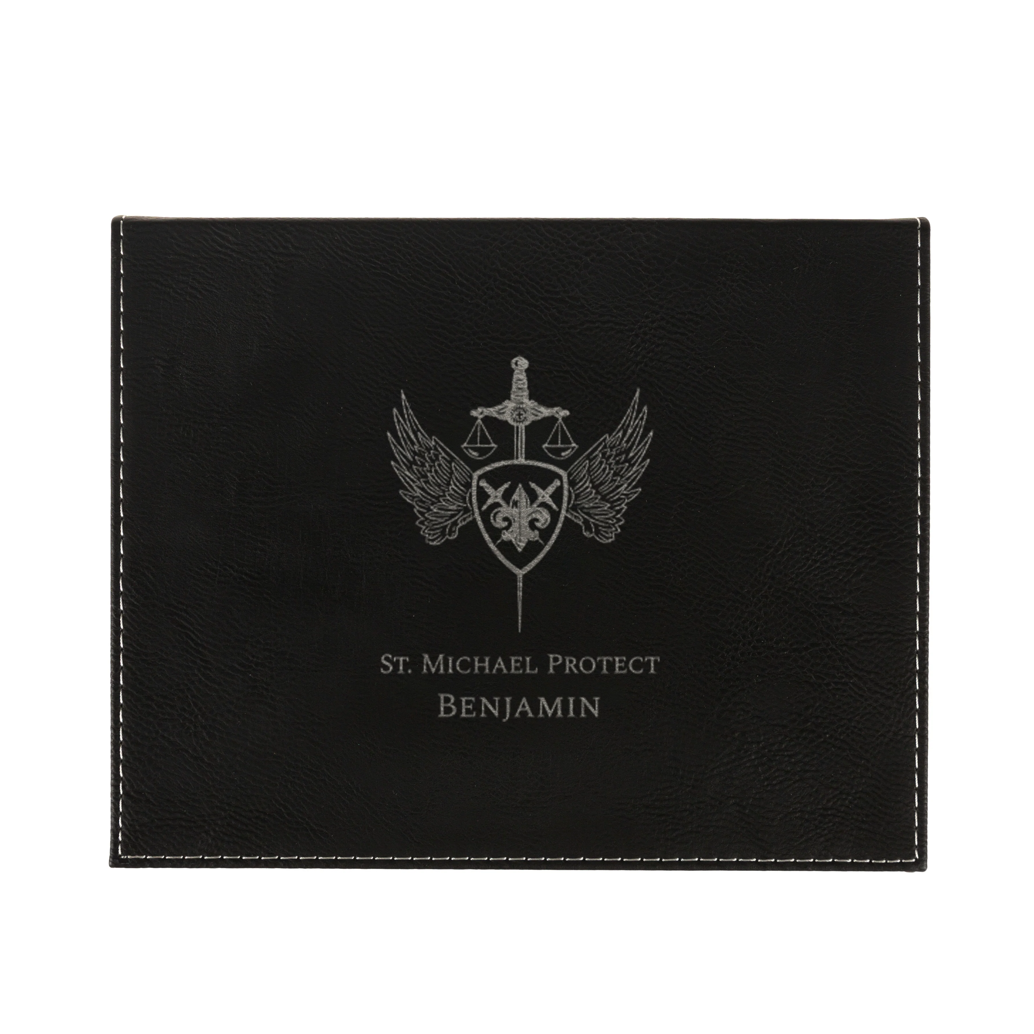 Personalized St. Michael Black Leatherette Keepsake Box - Image 3