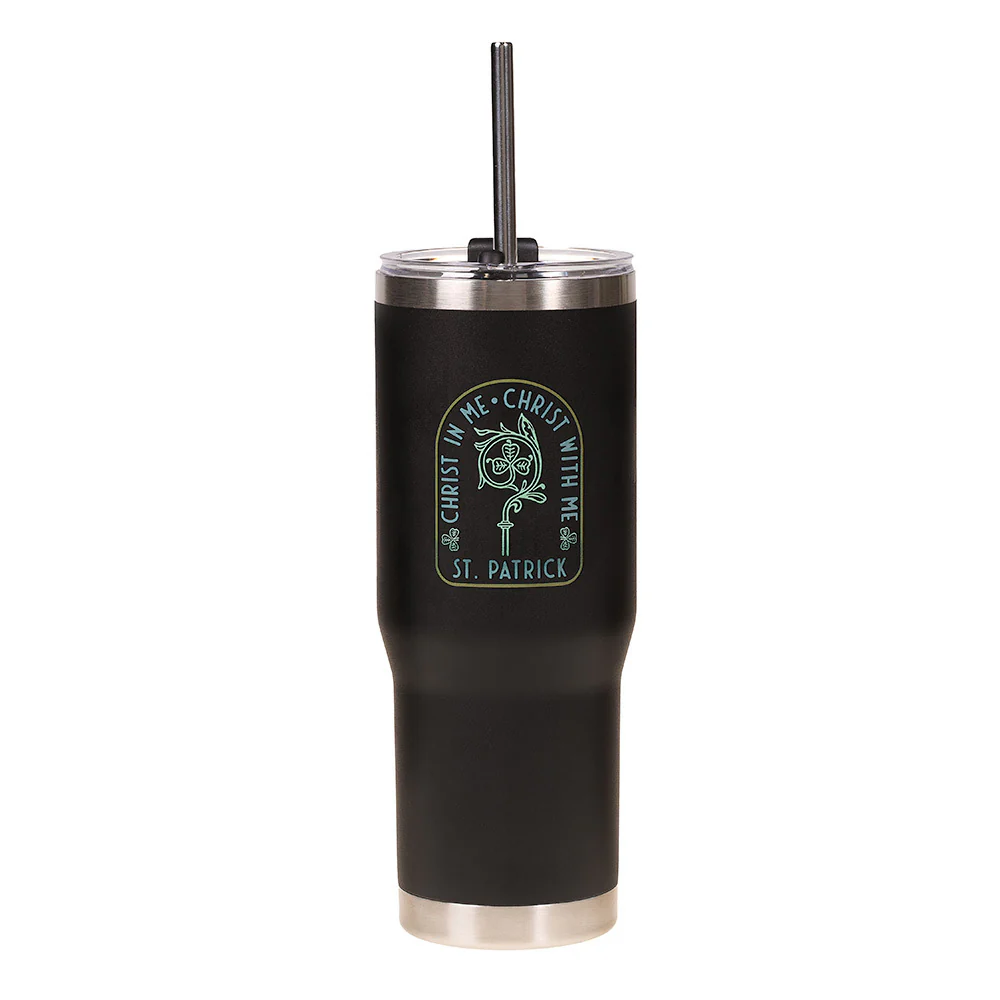 Personalized St. Patrick Breastplate Prayer Tumbler with Straw - Image 3