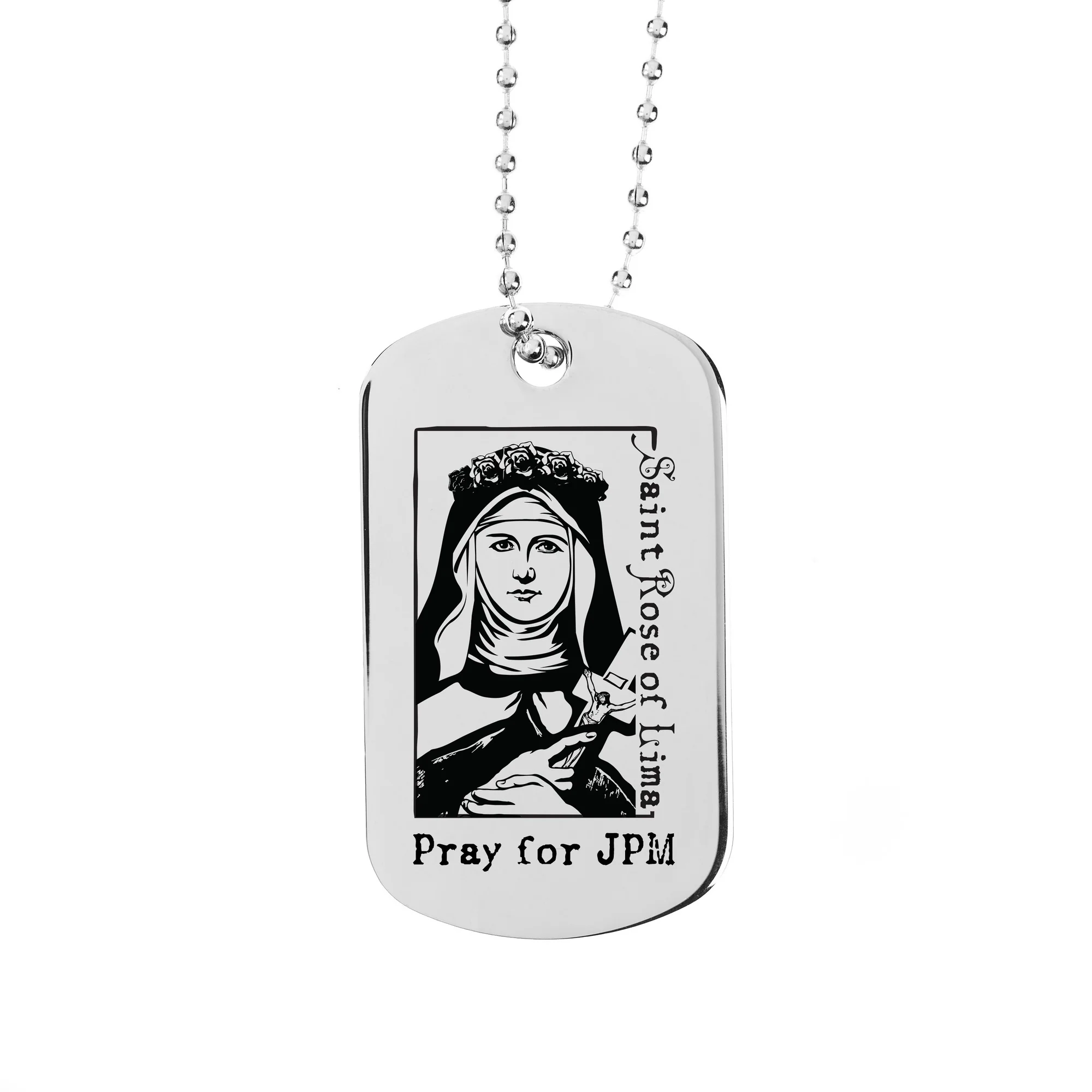 Personalized St. Rose of Lima Dog Tag Necklace - Image 2