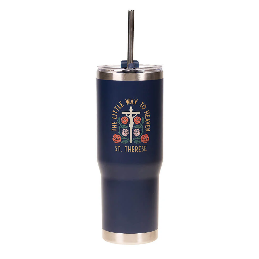 Personalized St. Thérèse Little Way to Heaven Tumbler with Straw - Image 2