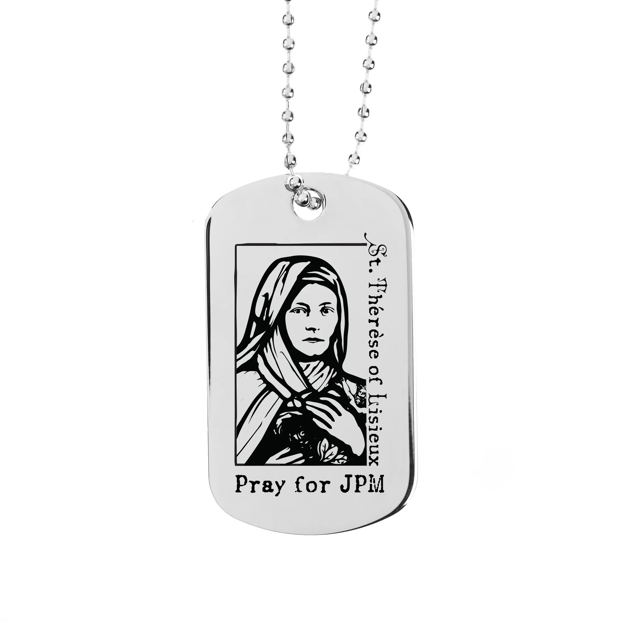 Personalized St. Therese of Lisieux Dog Tag Necklace - Image 2