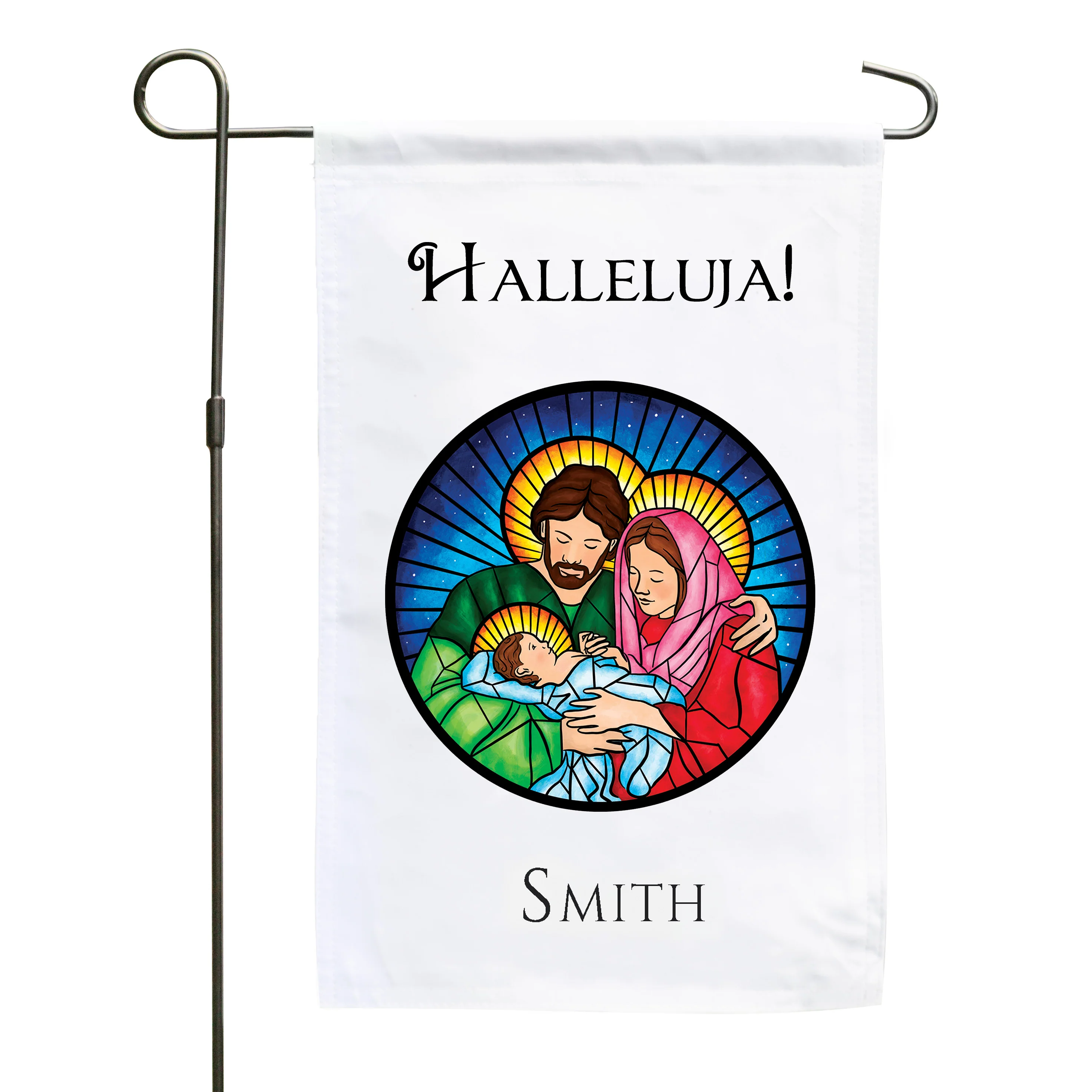 Personalized Stained Glass Holy Family Garden Flag - Image 2