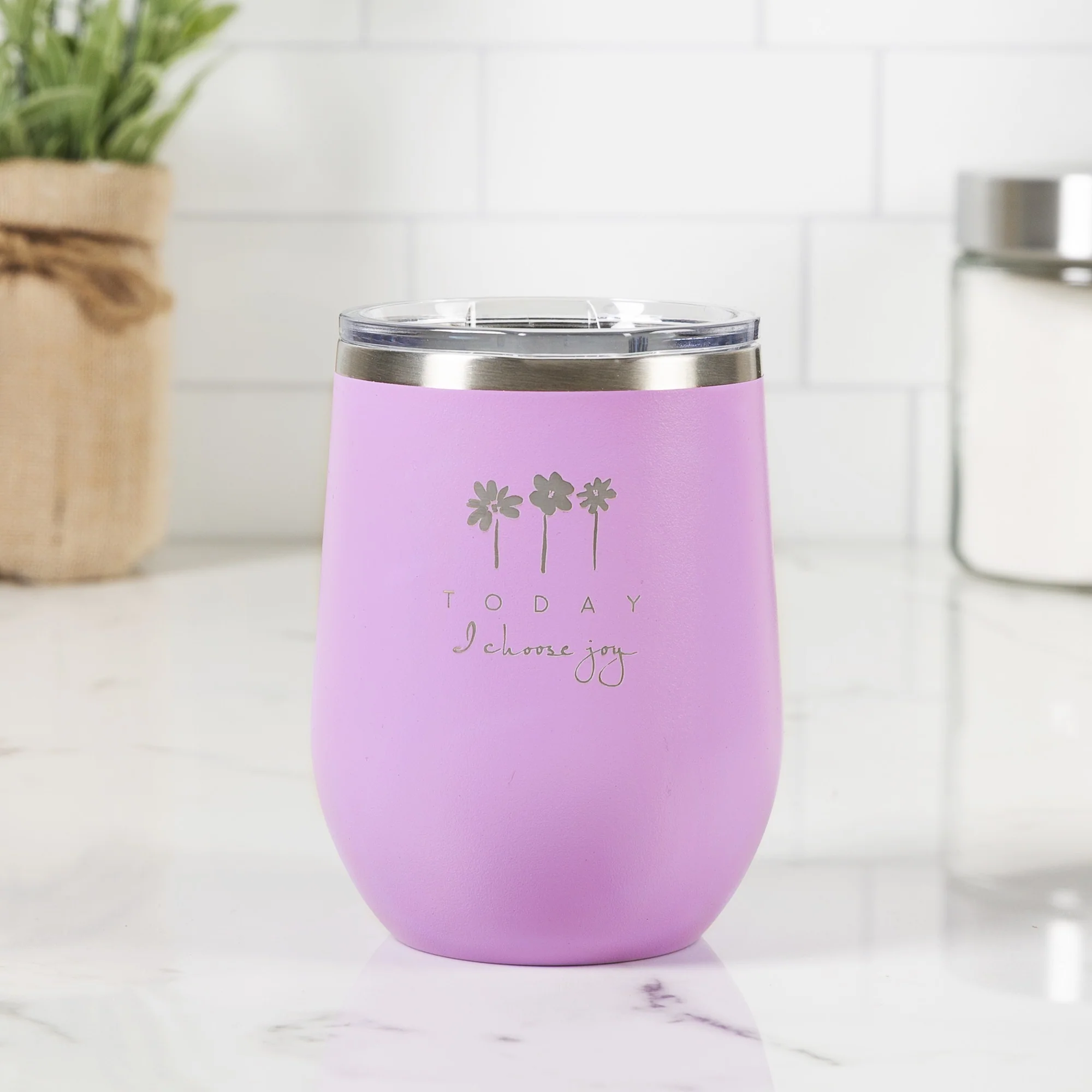 Personalized Today I Choose Joy Wine Tumbler - Image 3