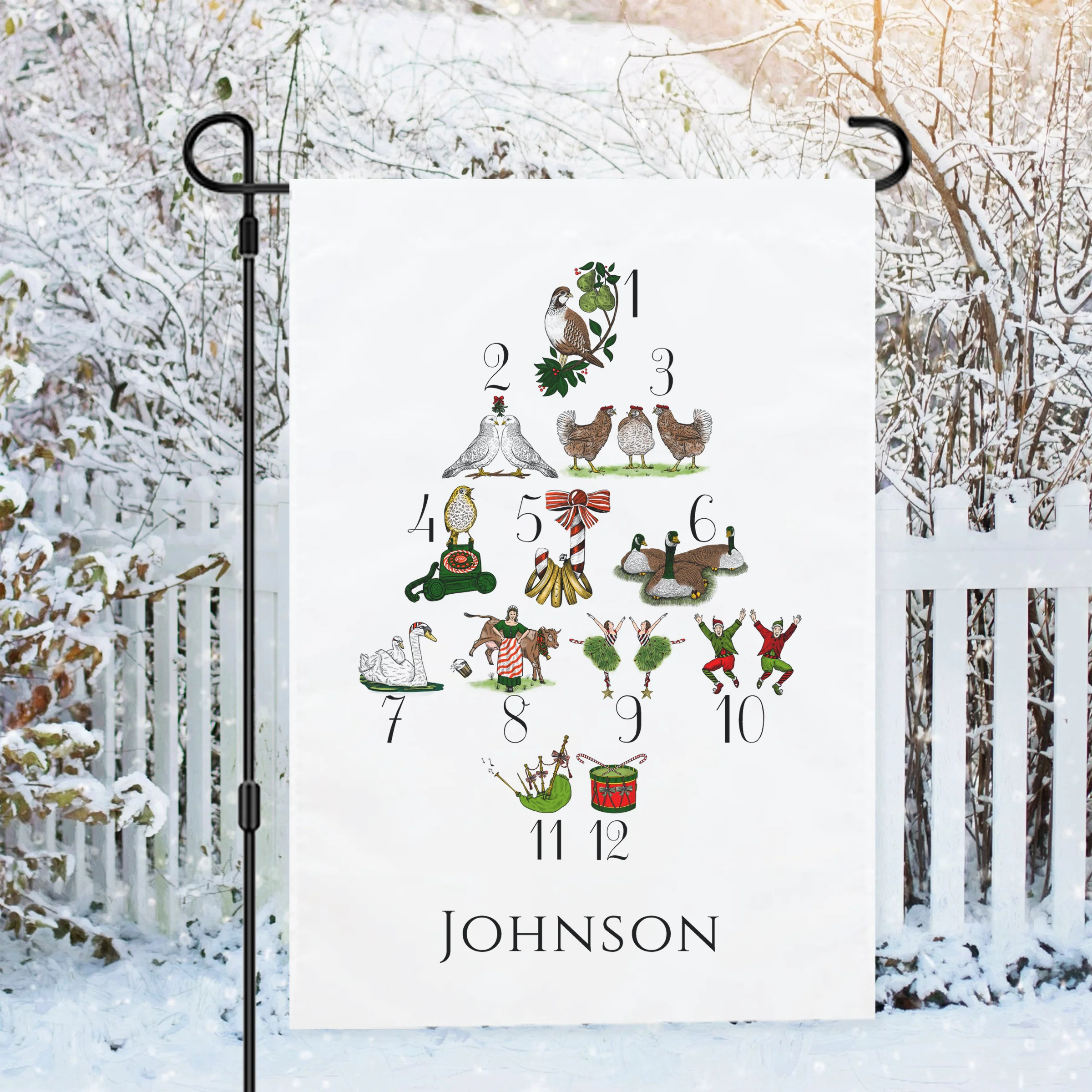 Personalized Twelve Days of Christmas Garden Flag