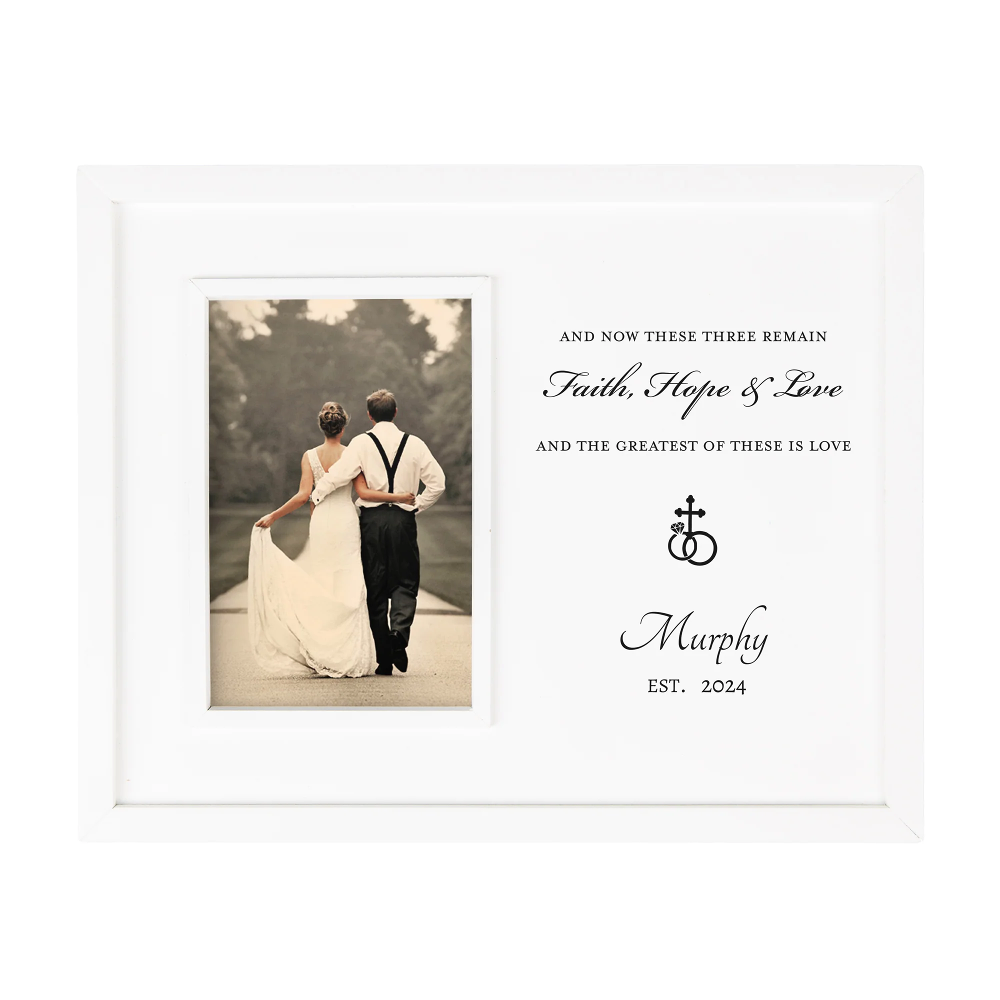 Personalized Wedding Rings & Cross Frame - 9.5" x 12" - Image 2