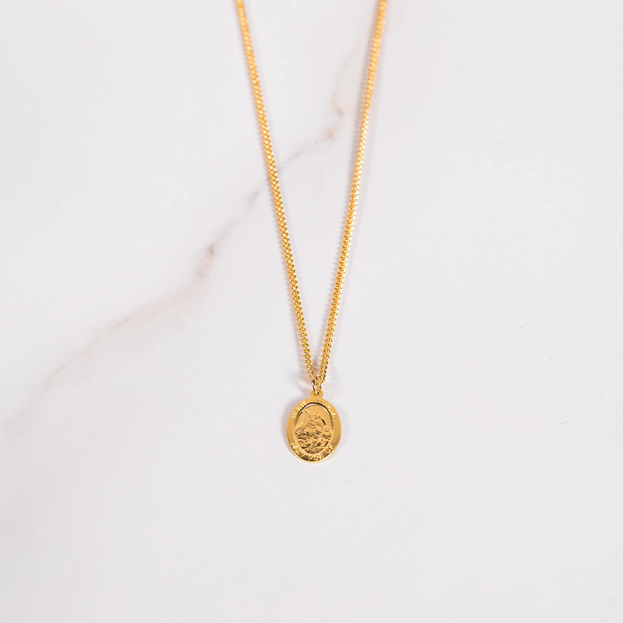 Petite Gold Over Sterling St. Michael Necklace