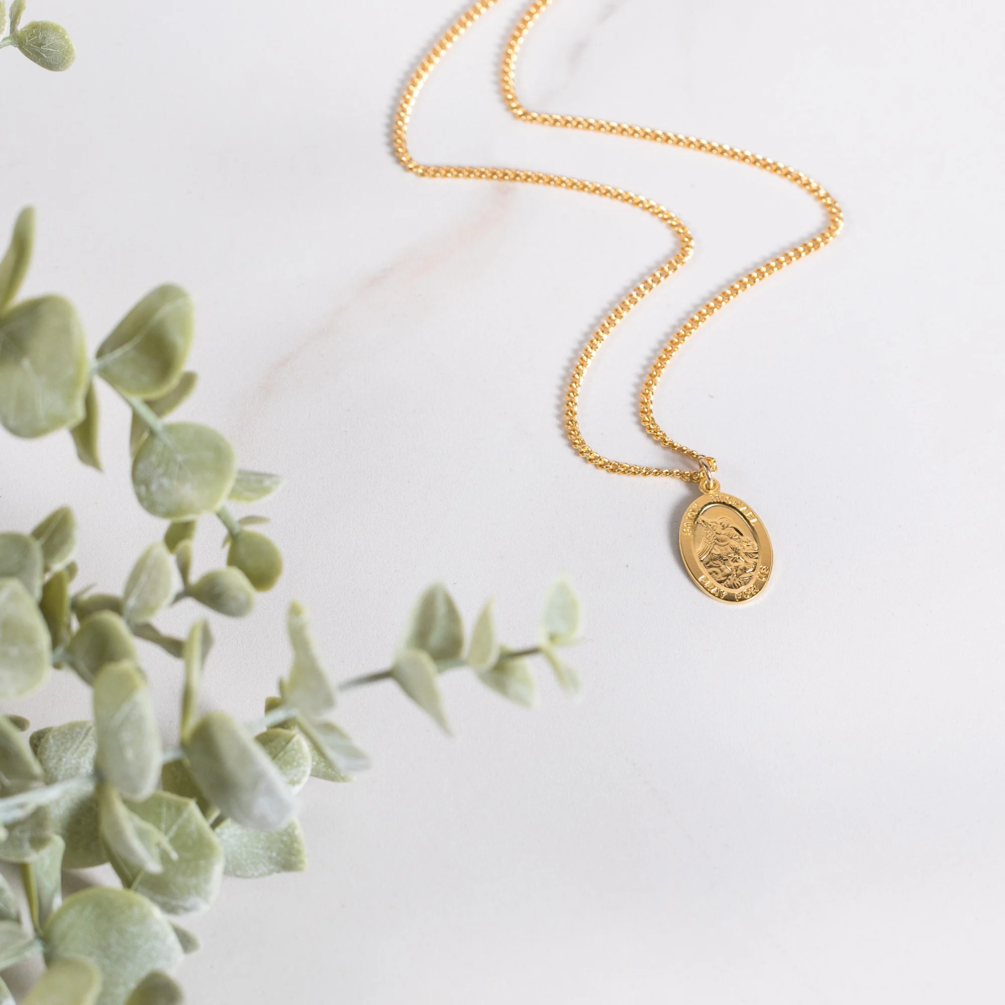 Petite Gold Over Sterling St. Michael Necklace - Image 2