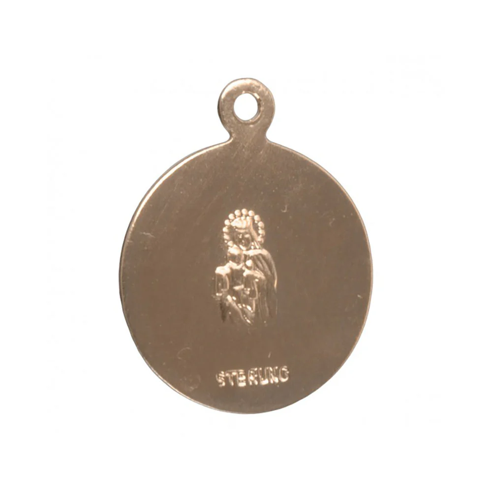 Petite Gold Round Sacred Heart Scapular Necklace - Image 3