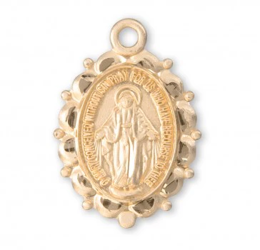 Petite Laced Gold/Sterling Miraculous Medal Necklace - Image 2