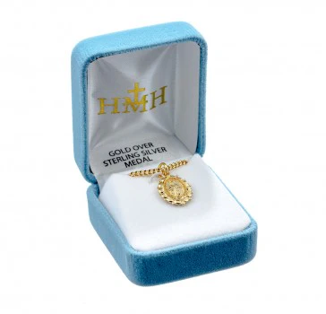 Petite Laced Gold/Sterling Miraculous Medal Necklace - Image 3