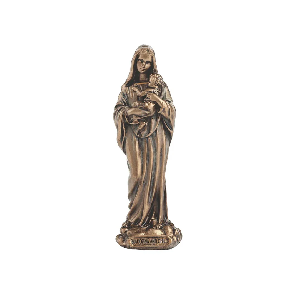Petite Madonna & Child Hand Painted Cold Cast Bronze Figurine - 3.3"