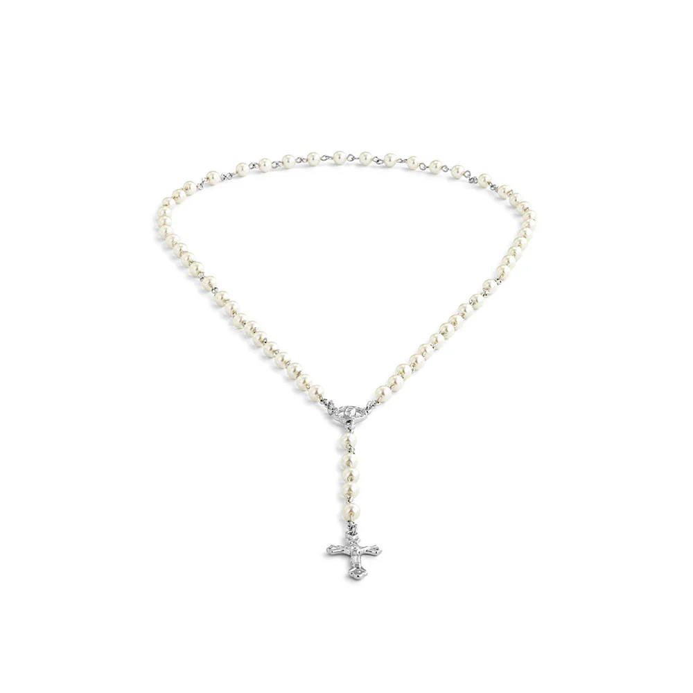 Petite Pearlized Rosary in Matching Suede Pouch - Image 11