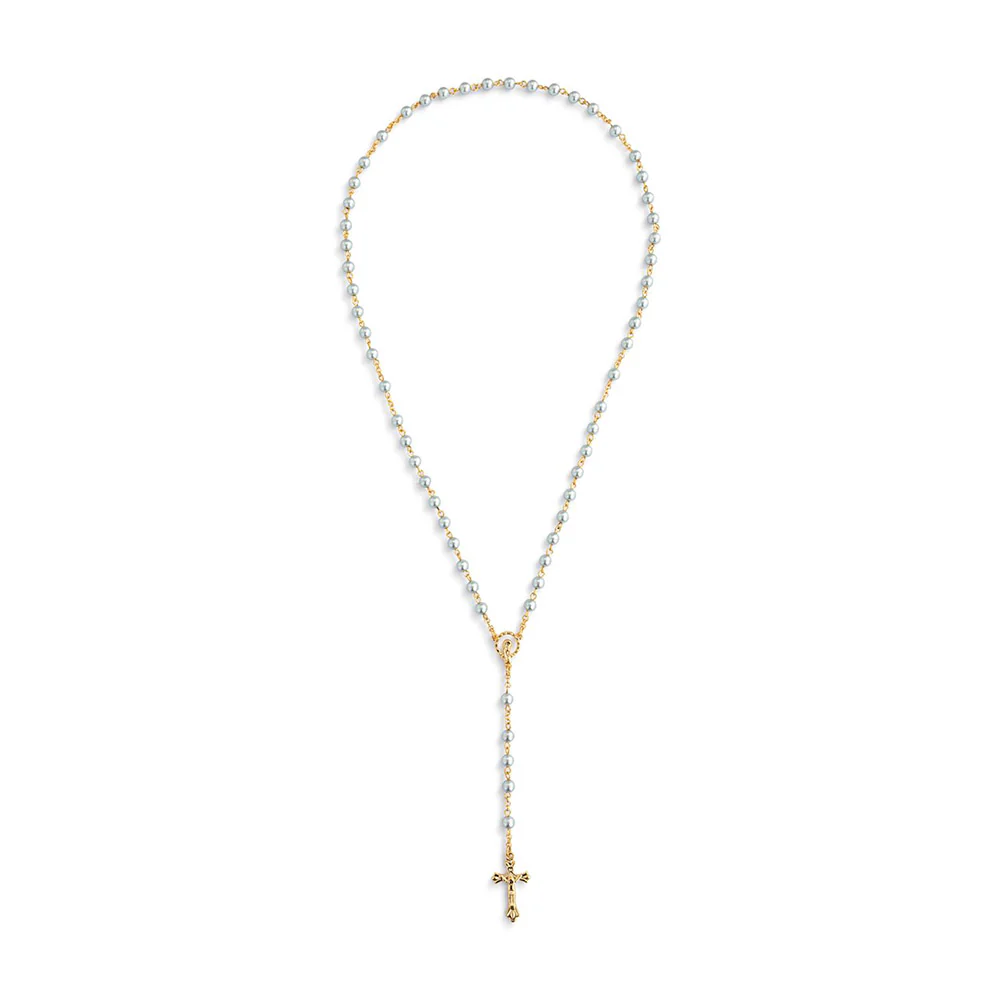 Petite Pearlized Rosary in Matching Suede Pouch - Image 2