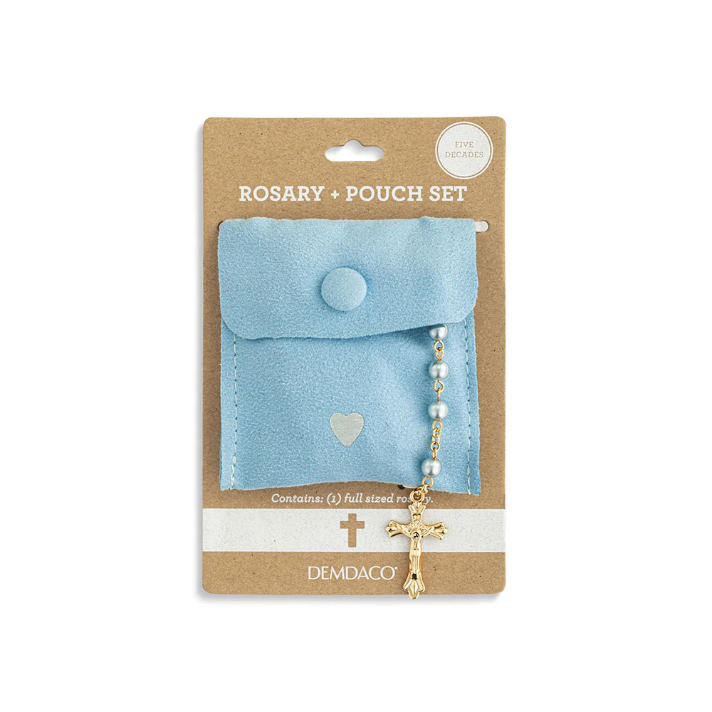 Petite Pearlized Rosary in Matching Suede Pouch - Image 4