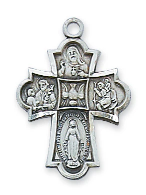 Petite Pewter 4-Way Medal with 18 inch chain