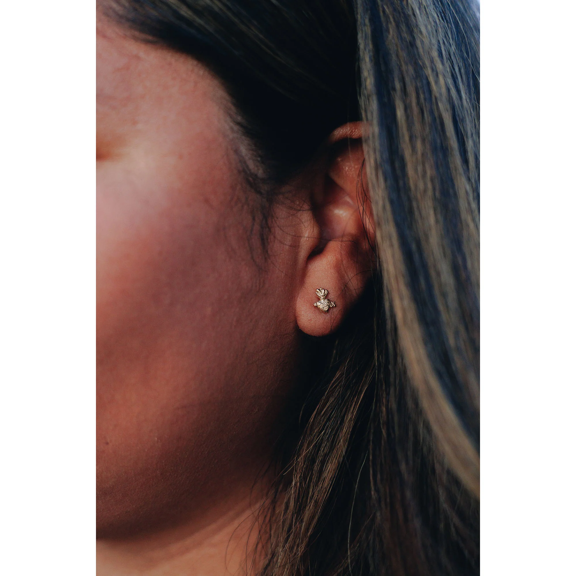 Petite Sacred Heart Stud Earrings - Image 3