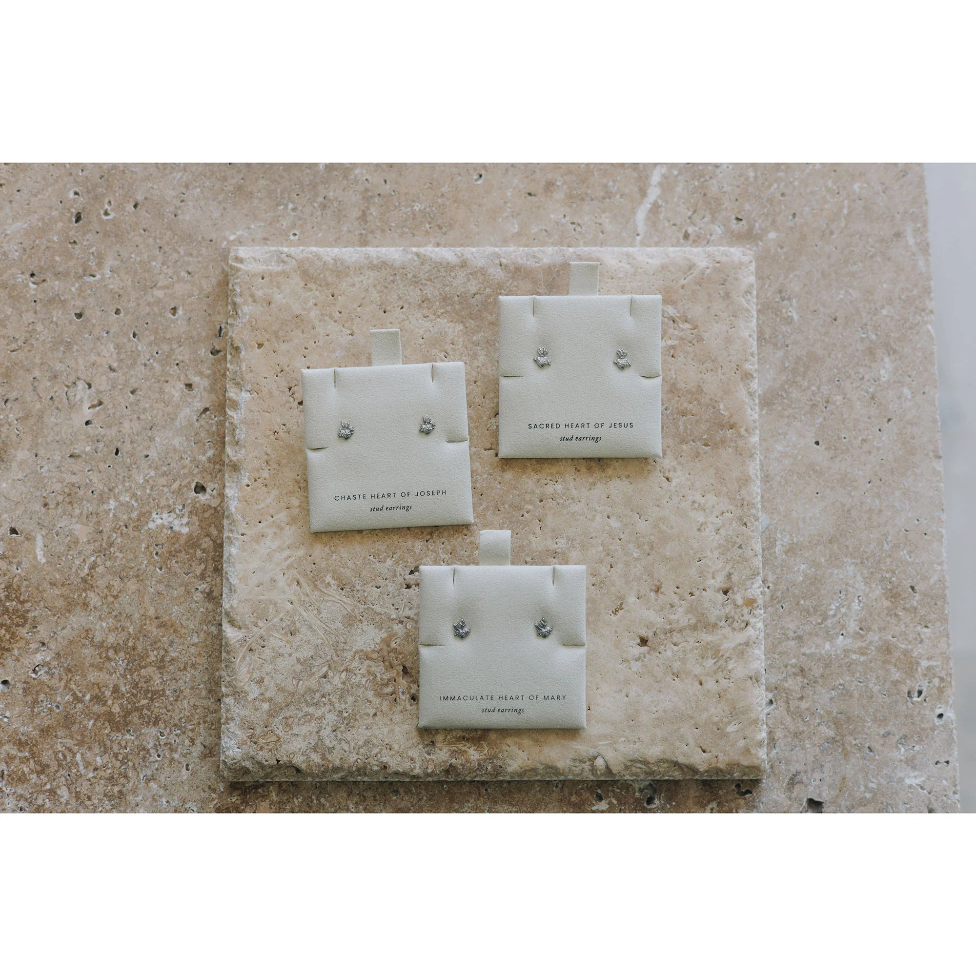 Petite Sacred Heart Stud Earrings - Image 5