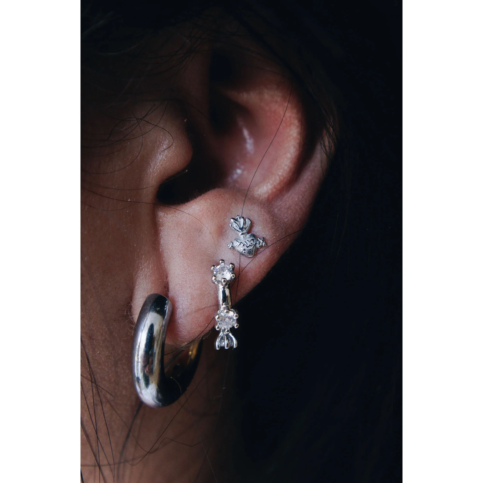 Petite Sacred Heart Stud Earrings - Image 6