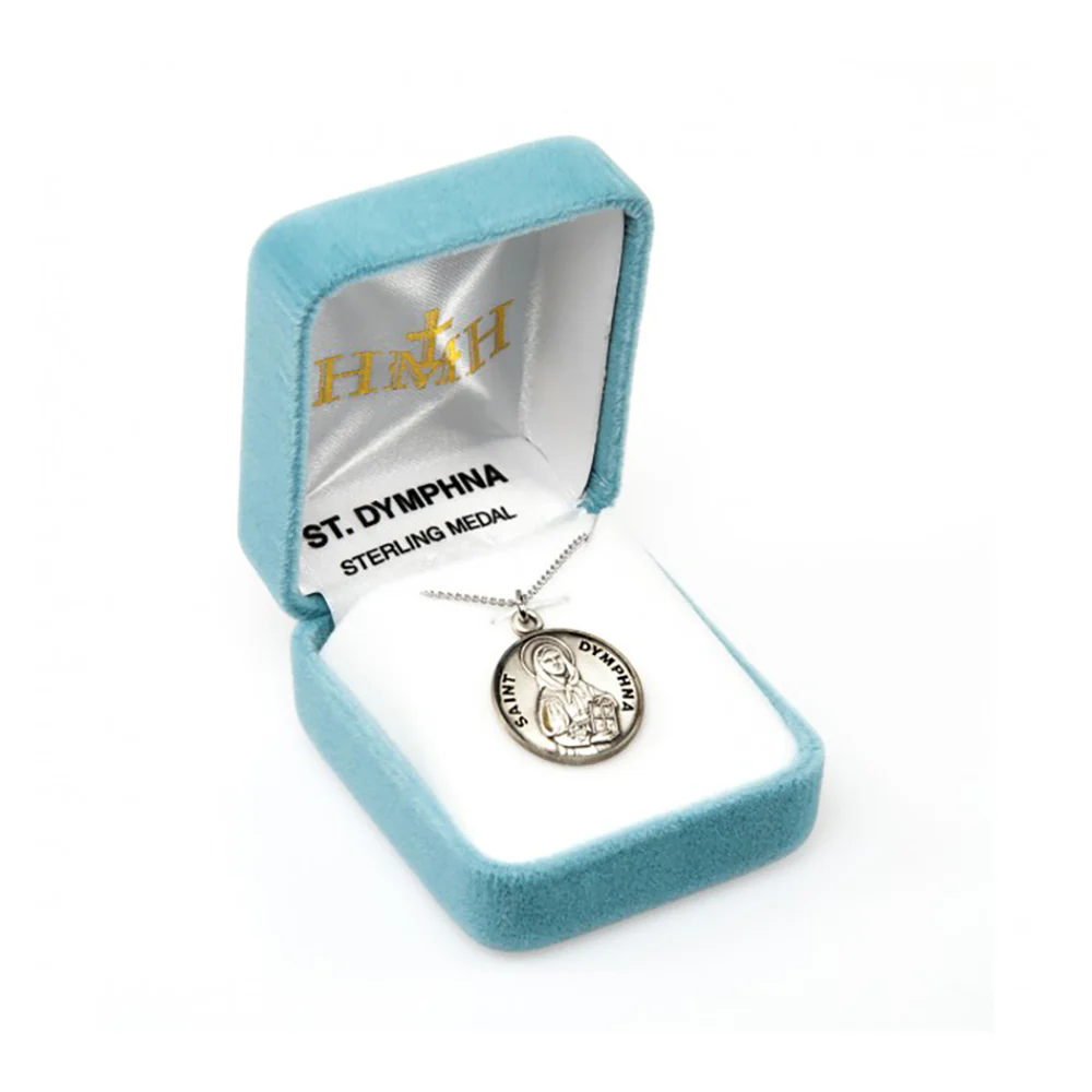 Petite Silver Round St. Dymphna Necklace - Image 2