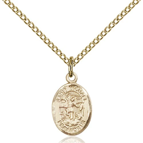 Petite St. Michael Pray For Us Necklace - Silver or Gold