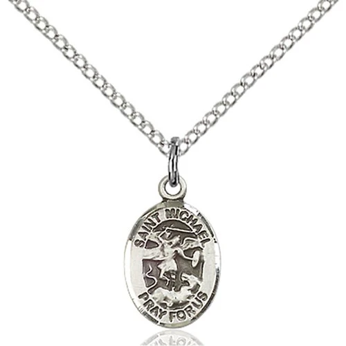 Petite St. Michael Pray For Us Necklace - Silver or Gold - Image 2
