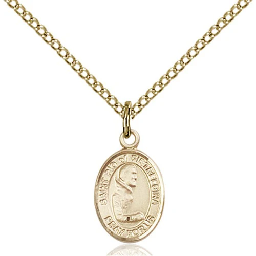 Petite St. Padre Pio Necklace - Silver or Gold