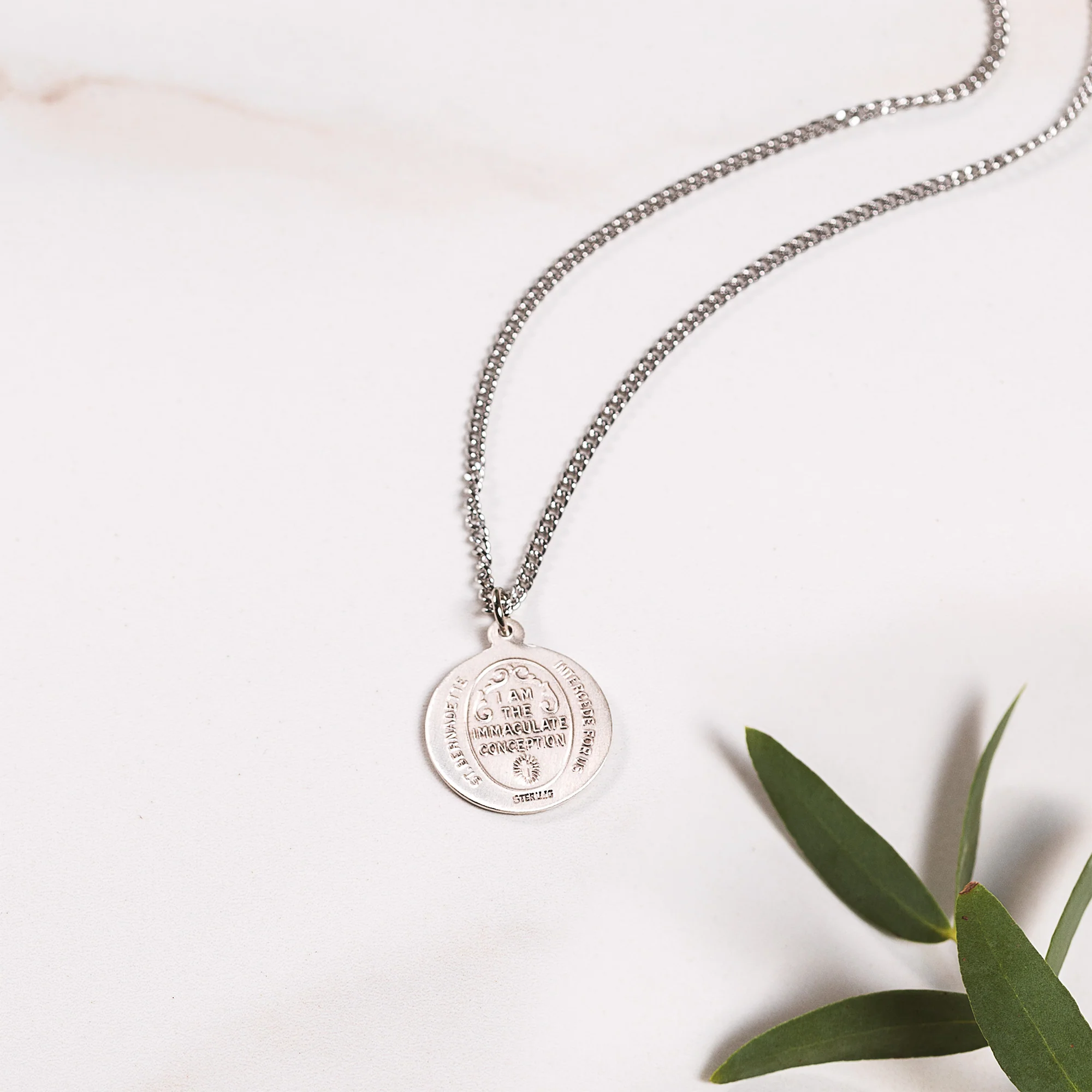 Petite Sterling Our Lady of Lourdes Necklace - Image 2