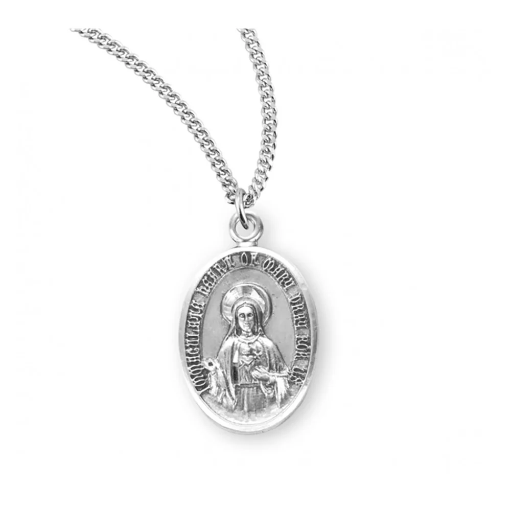 Petite Sterling Oval Immaculate Heart Necklace - Image 3