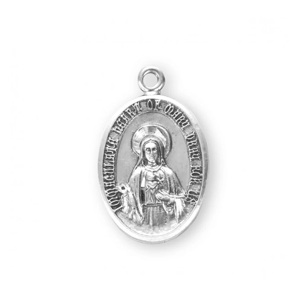 Petite Sterling Oval Immaculate Heart Necklace - Image 4