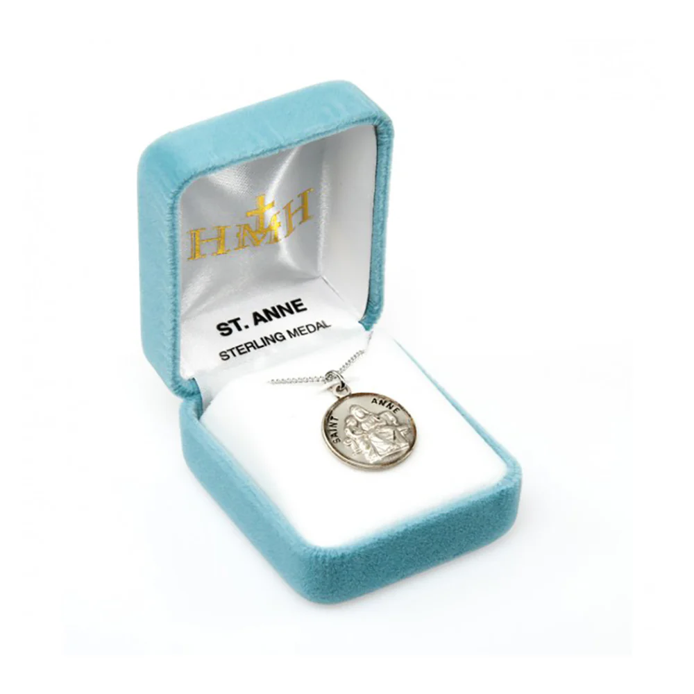 Petite Sterling Round St. Anne Medal Necklace - Image 2