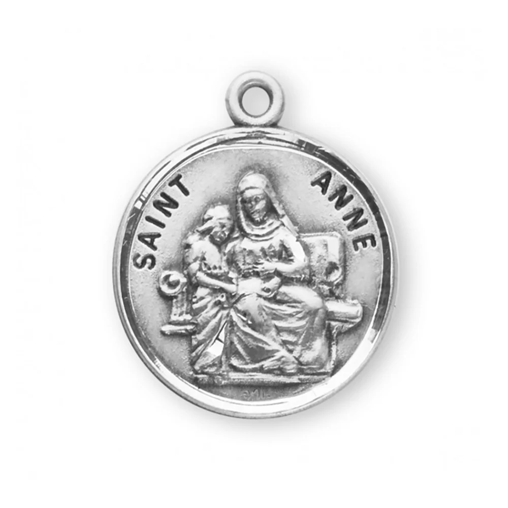 Petite Sterling Round St. Anne Medal Necklace - Image 3