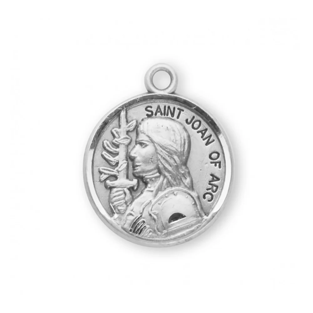 Petite Sterling Round St. Joan of Arc Medal Necklace - Image 2