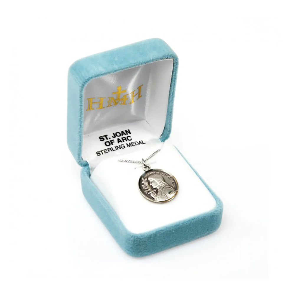 Petite Sterling Round St. Joan of Arc Medal Necklace - Image 4