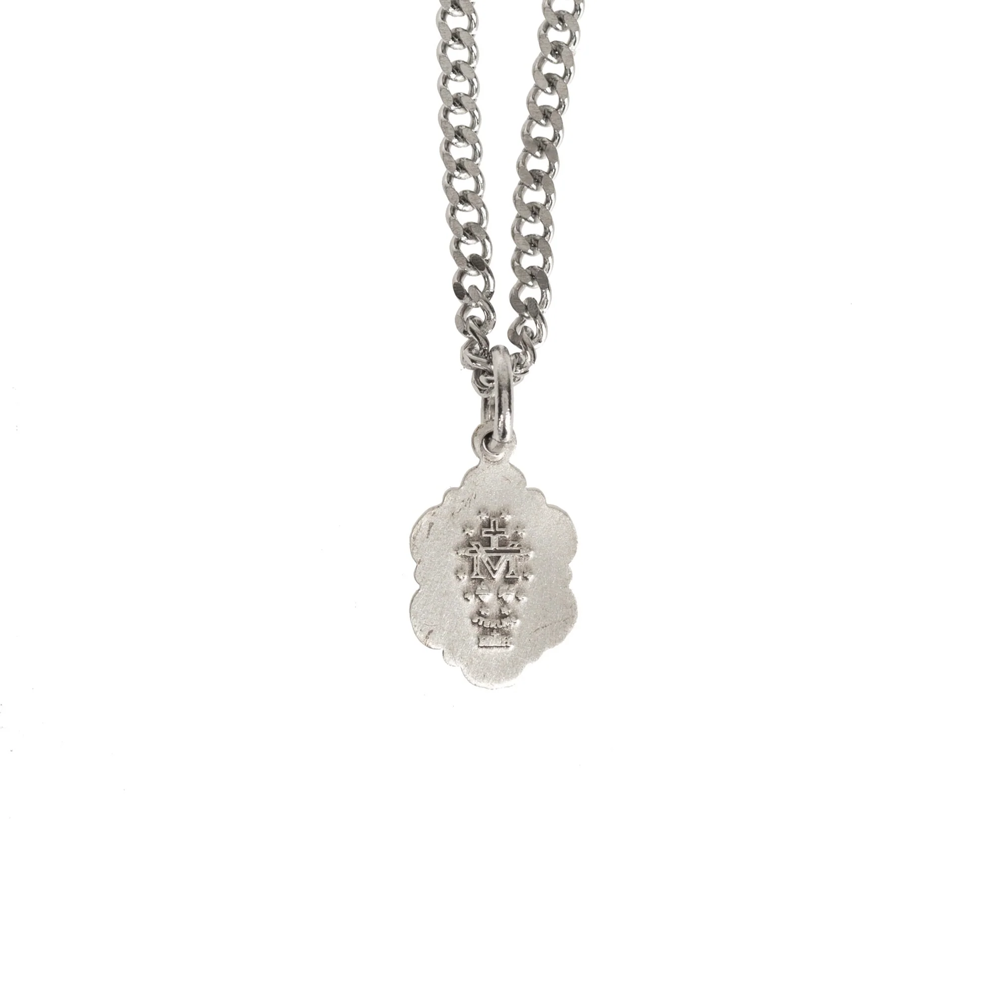 Petite Sterling Scalloped Miraculous Medal Necklace - Image 4