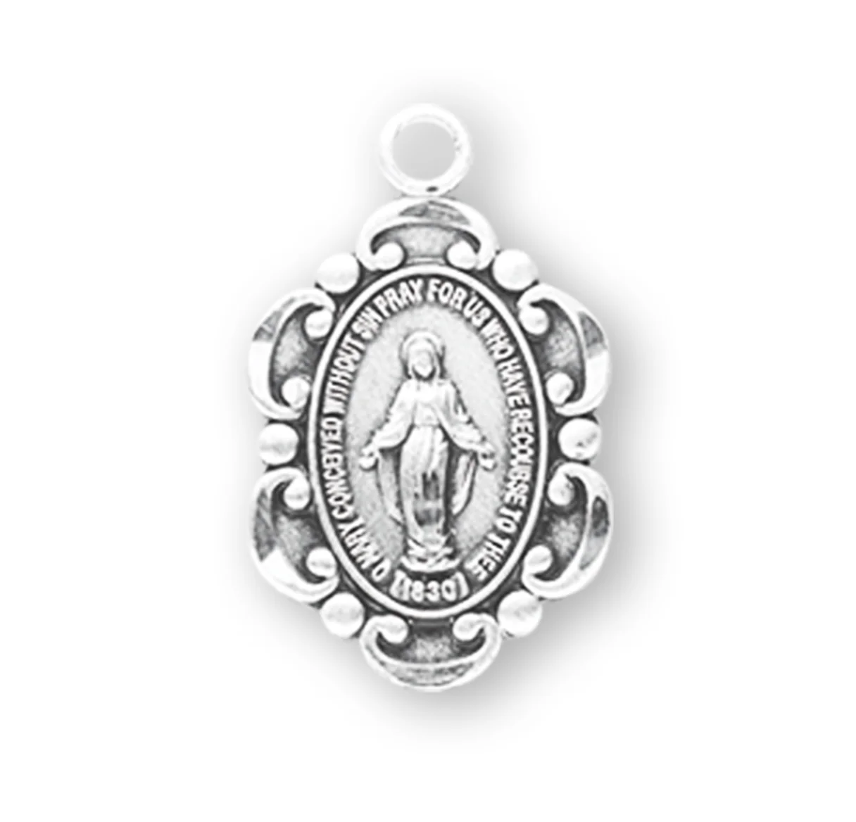 Petite Sterling Scalloped Miraculous Medal Necklace - Image 5