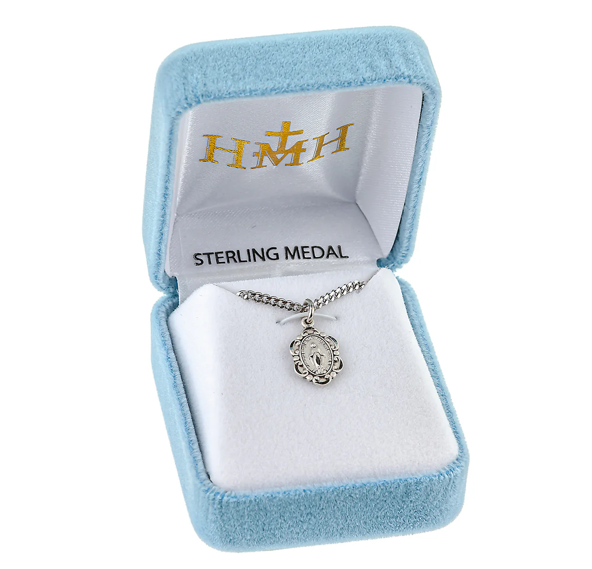Petite Sterling Scalloped Miraculous Medal Necklace - Image 6