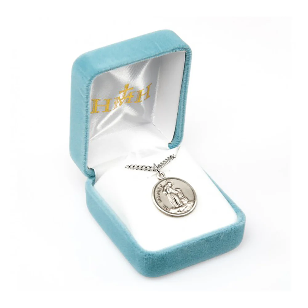 Petite Sterling St. Francis & Lupo Medal Necklace - Image 3
