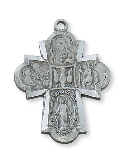 Pewter 4-Way Medal with 24" Chain