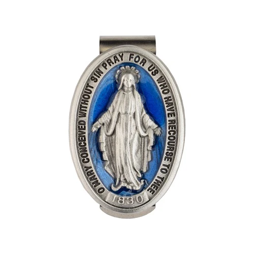 Pewter and Blue Miraculous Medal Visor Clip